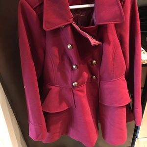 Burgundy pea coat. Never worn.